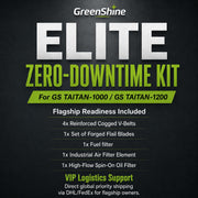 Poster del kit GS TAITAN-1200 Elite Zero-Downtime che illustra la prontezza operativa del prodotto di punta e il supporto logistico VIP