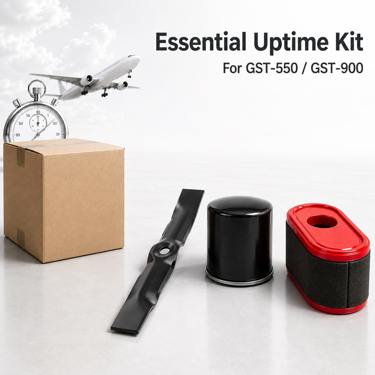 GreenShine GST-900 Zestaw Essential Uptime zawierający ostrza, filtr oleju, filtr powietrza oraz priorytetową wysyłkę części