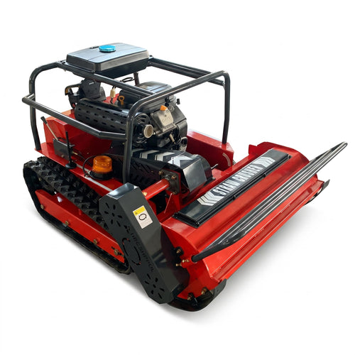 GreenShine GS TAITAN-1000 gasoline hybrid tracked flail mower on white background