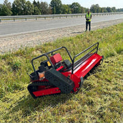 GreenShine GST-1200: falciatrice a martelli cingolata telecomandata con operatore a distanza di sicurezza