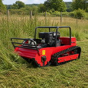 GreenShine GST-800 hybrid tracked flail mower working in rough grass